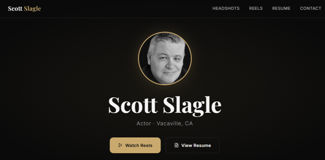 Scott Slagle Acting Portfolio — headshot gallery, demo reels, resume, and contact
